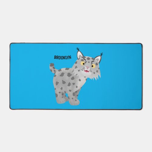 Cute mean bobcat lynx cartoon  desk mat