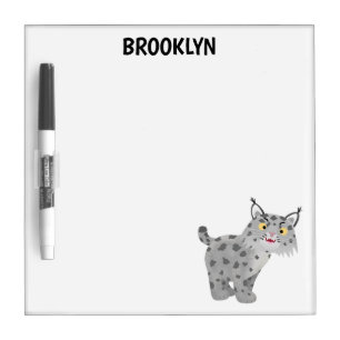 Cute mean bobcat lynx cartoon dry erase board