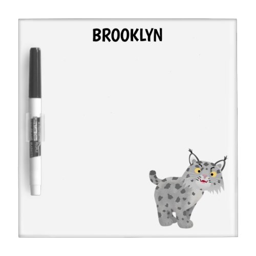 Cute mean bobcat lynx cartoon dry erase board