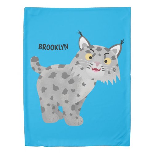 Cute mean bobcat lynx cartoon duvet cover