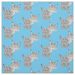 Cute mean bobcat lynx cartoon fabric