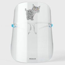 Cute mean bobcat lynx cartoon face shield