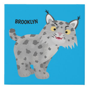 Cute mean bobcat lynx cartoon faux canvas print