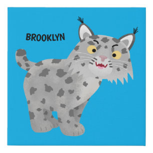 Cute mean bobcat lynx cartoon faux canvas print