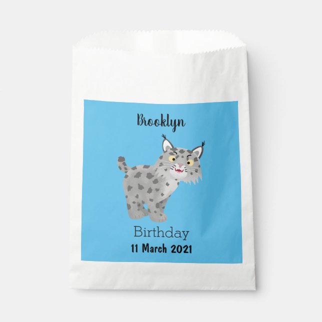 Cute mean bobcat lynx cartoon favor bag (Front)