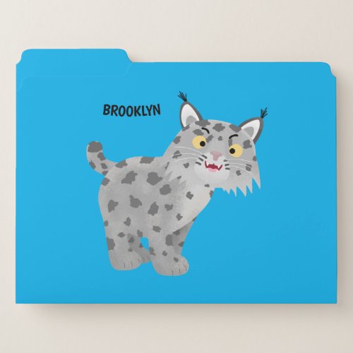 Cute mean bobcat lynx cartoon file folder