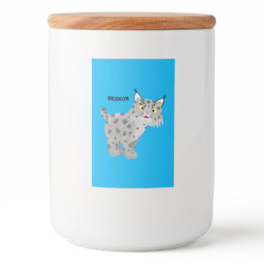 Cute mean bobcat lynx cartoon food label