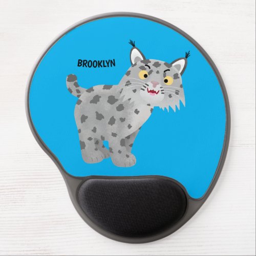 Cute mean bobcat lynx cartoon gel mouse pad