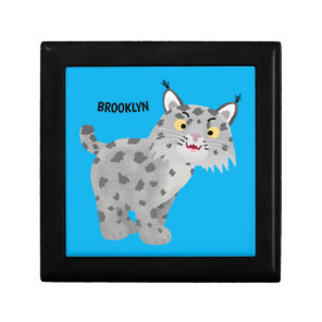 Cute mean bobcat lynx cartoon gift box