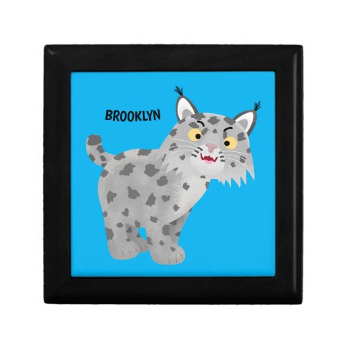 Cute mean bobcat lynx cartoon gift box