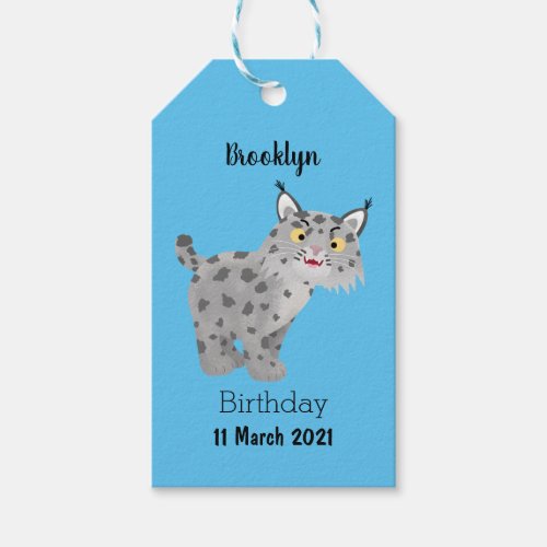 Cute mean bobcat lynx cartoon gift tags