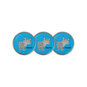 Cute mean bobcat lynx cartoon golf ball marker