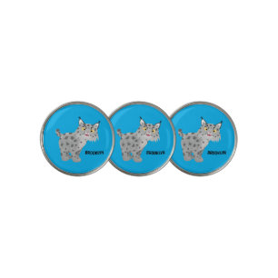 Cute mean bobcat lynx cartoon golf ball marker