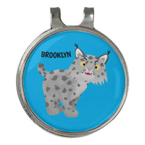 Cute mean bobcat lynx cartoon golf hat clip