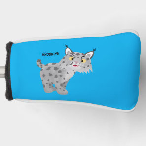 Cute mean bobcat lynx cartoon golf head cover