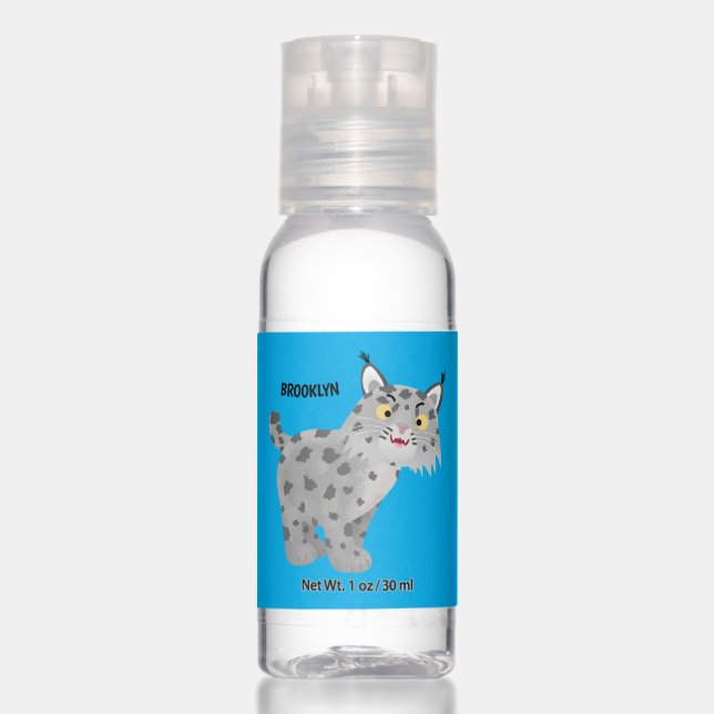 Cute mean bobcat lynx cartoon hand sanitizer (Front)