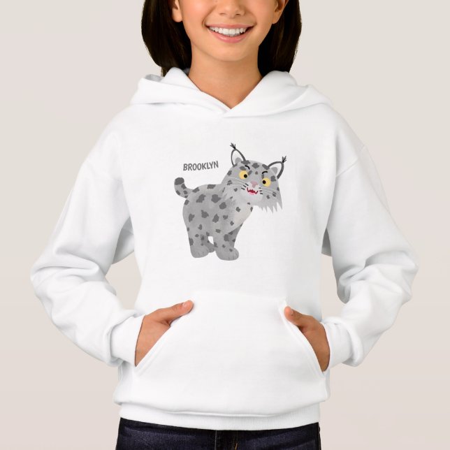 Cute mean bobcat lynx cartoon hoodie (Front)