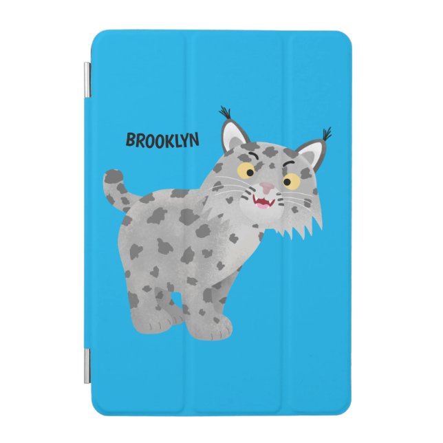 Cute mean bobcat lynx cartoon iPad mini cover (Front)