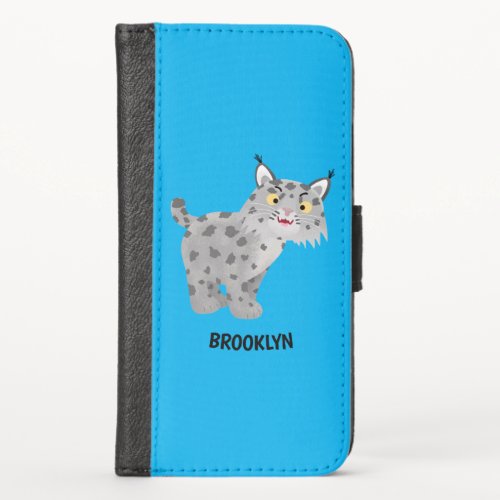 Cute mean bobcat lynx cartoon iPhone x wallet case