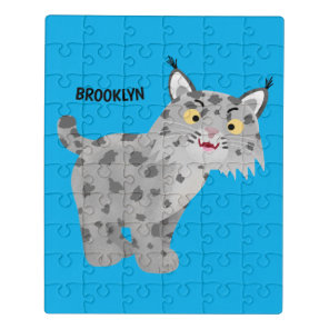 Cute mean bobcat lynx cartoon jigsaw puzzle