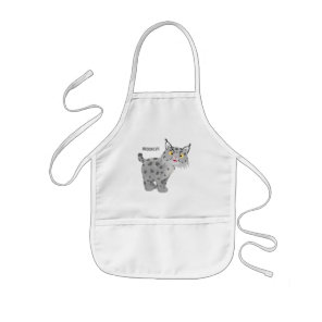 Cute mean bobcat lynx cartoon kids' apron