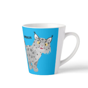 Cute mean bobcat lynx cartoon latte mug