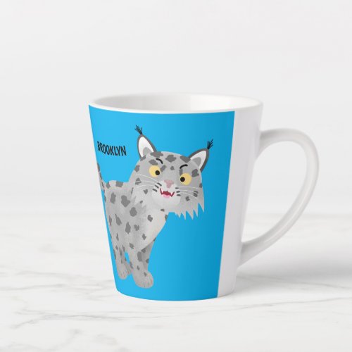 Cute mean bobcat lynx cartoon latte mug
