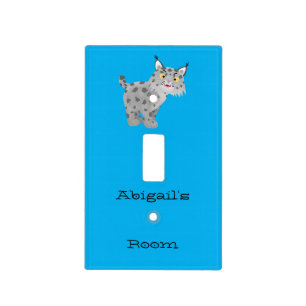 Cute mean bobcat lynx cartoon light switch cover