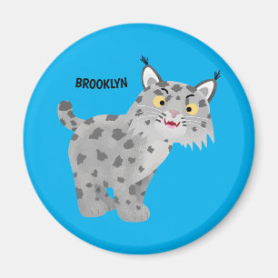 Cute mean bobcat lynx cartoon magnet