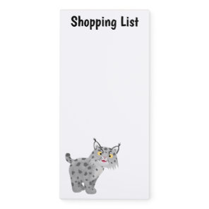 Cute mean bobcat lynx cartoon magnetic notepad