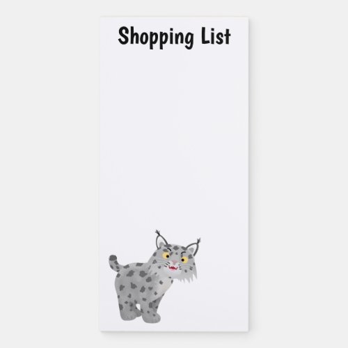 Cute mean bobcat lynx cartoon magnetic notepad