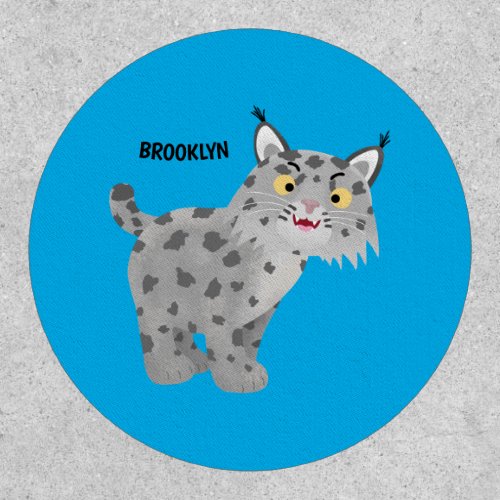 Cute mean bobcat lynx cartoon patch