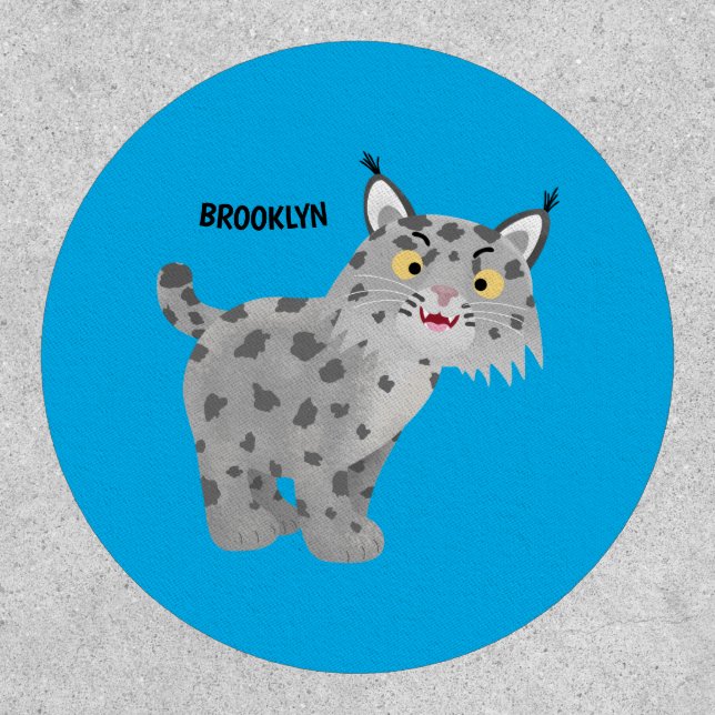 Cute mean bobcat lynx cartoon patch (Front)