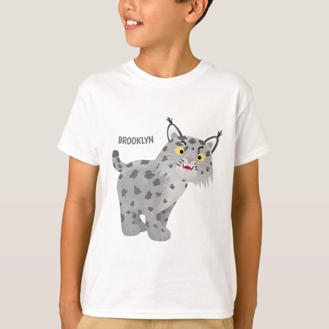 Cute mean bobcat lynx cartoon personalized T-Shirt (Front)