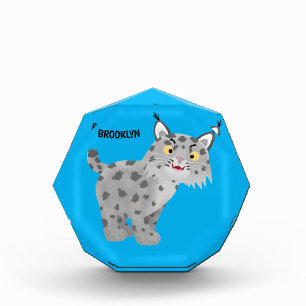Cute mean bobcat lynx cartoon photo block