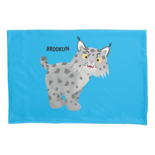 Cute mean bobcat lynx cartoon pillow case