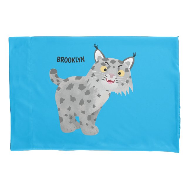 Cute mean bobcat lynx cartoon pillow case (Front)
