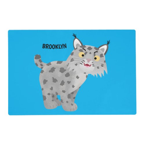 Cute mean bobcat lynx cartoon placemat