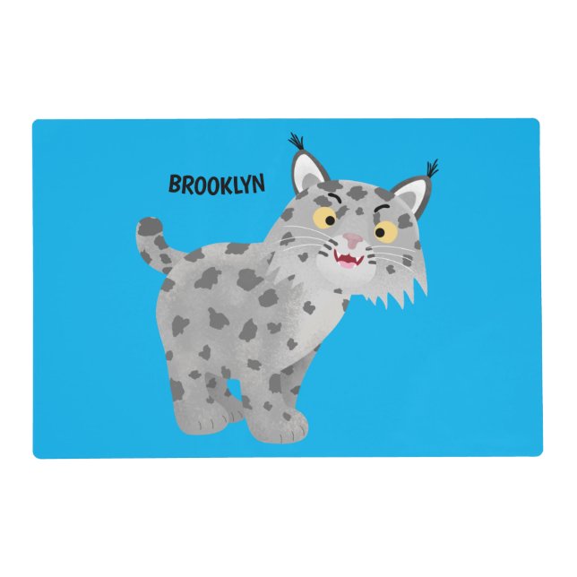 Cute mean bobcat lynx cartoon placemat (Front)