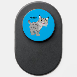 Cute mean bobcat lynx cartoon PopSocket