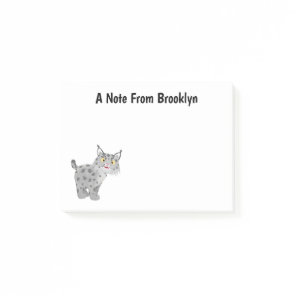 Cute mean bobcat lynx cartoon post-it notes