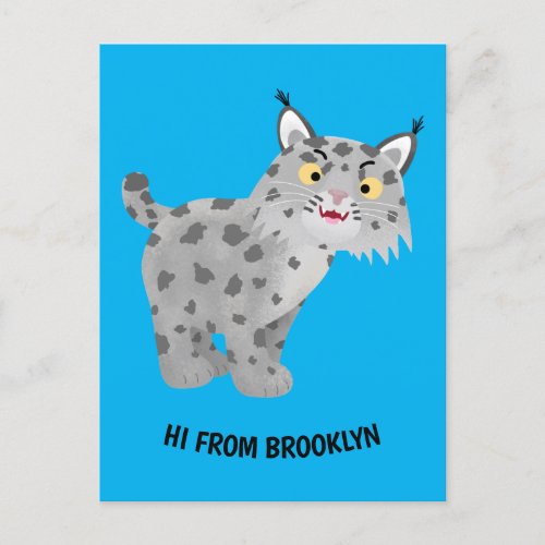 Cute mean bobcat lynx cartoon postcard