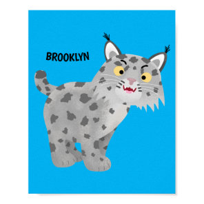 Cute mean bobcat lynx cartoon poster