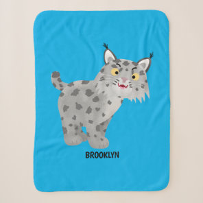 Cute mean bobcat lynx cartoon sherpa blanket