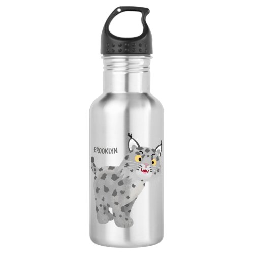 Cute mean bobcat lynx cartoon stainless steel water bottle