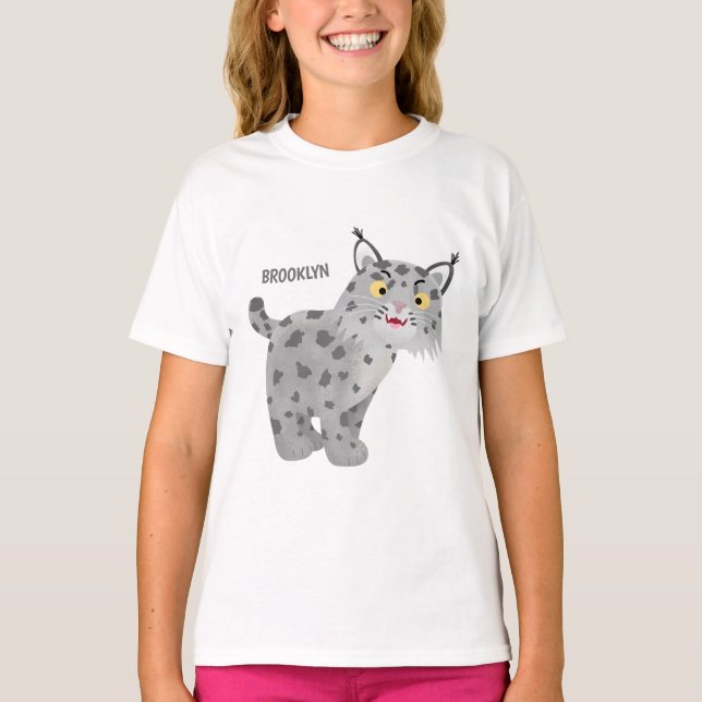 Cute mean bobcat lynx cartoon T-Shirt (Front)