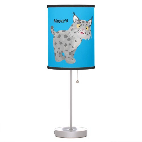 Cute mean bobcat lynx cartoon table lamp