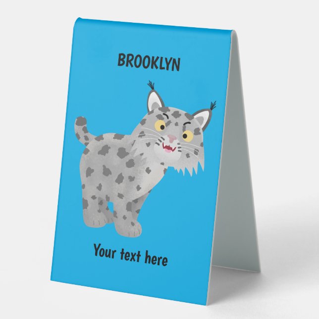 Cute mean bobcat lynx cartoon  table tent (Front)
