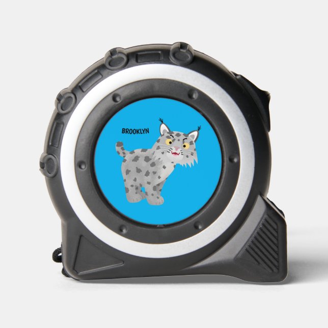 Cute mean bobcat lynx cartoon  tape measure (Front)