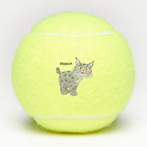 Cute mean bobcat lynx cartoon  tennis balls